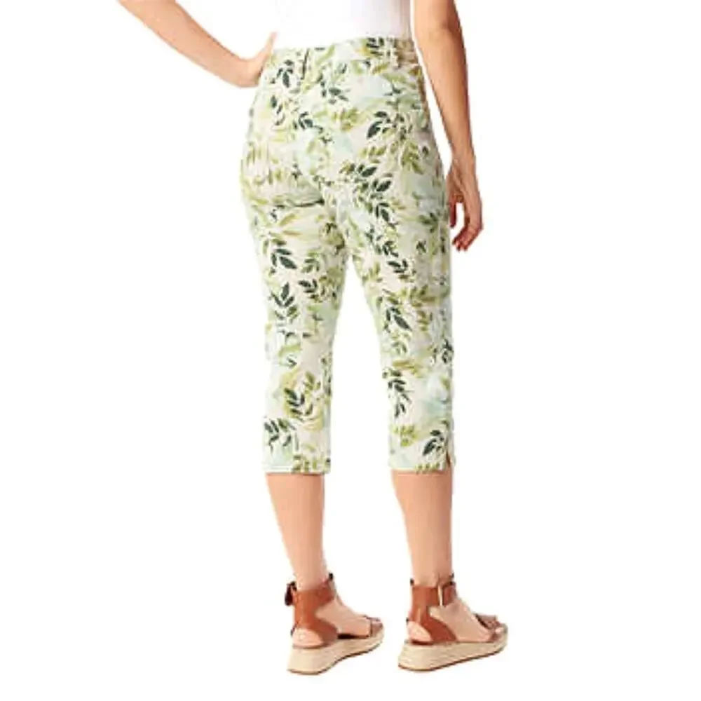 New Gloria Vanderbilt Women’s Plus Amanda Floral Print Jeans Summer Capri